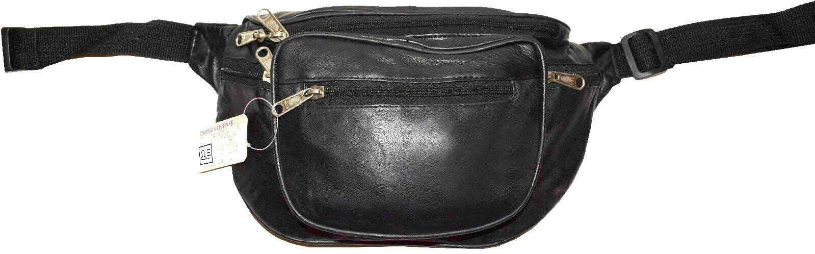 New Large Leather waist pouch. Black waist bag, leather bag, Jumbo Fanny pack BN