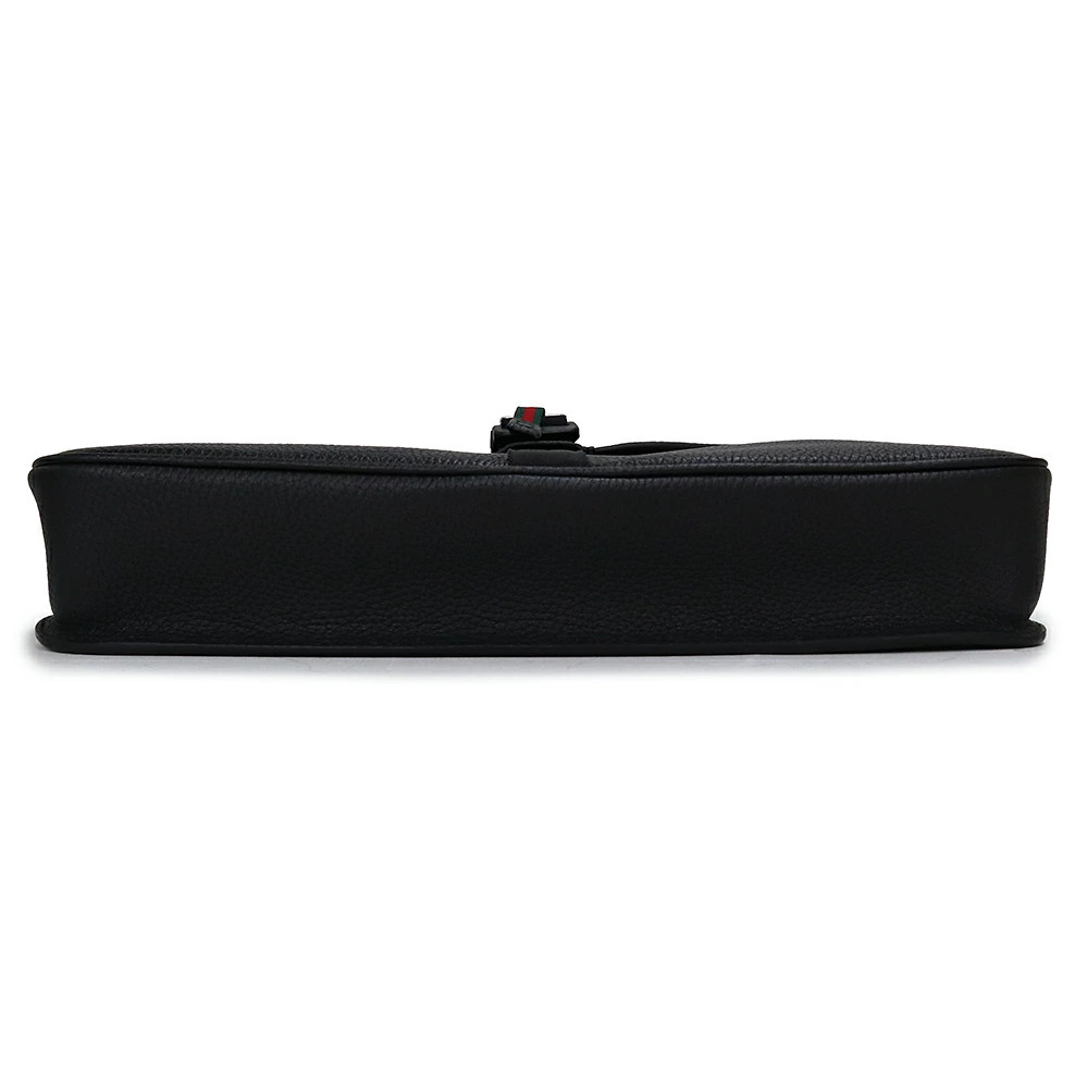 Gucci i I Web Stripe Medium Clutch Bag Soft in Leather Black 816755 r1_0629