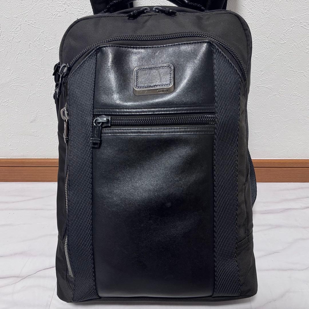 TUMI 232682D Alpha Bravo Davis Backpack Black Ballistic Nylon Leather Laptop A4