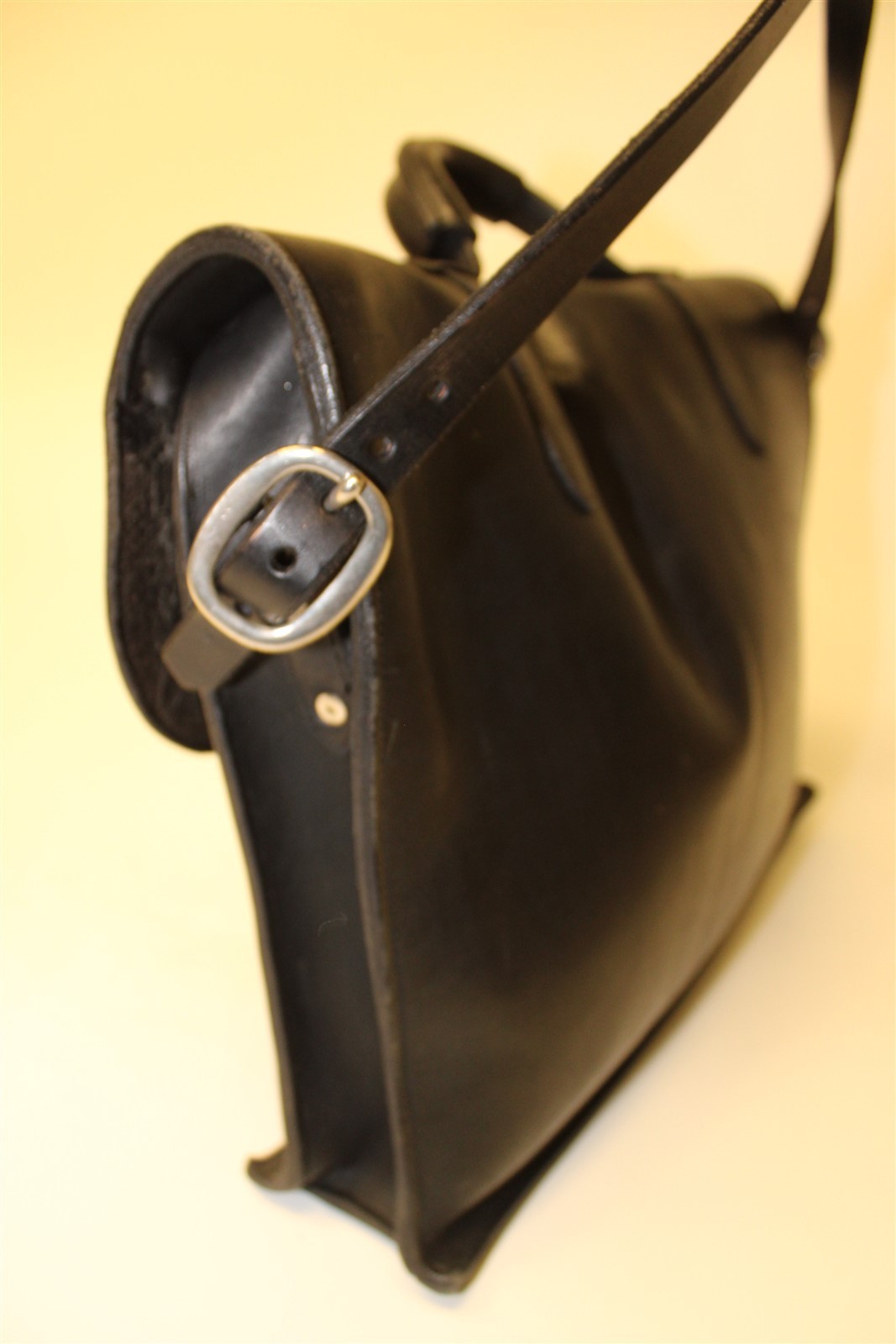 Premium Thick Leather Hand Crafted Large Black Messenger Bag