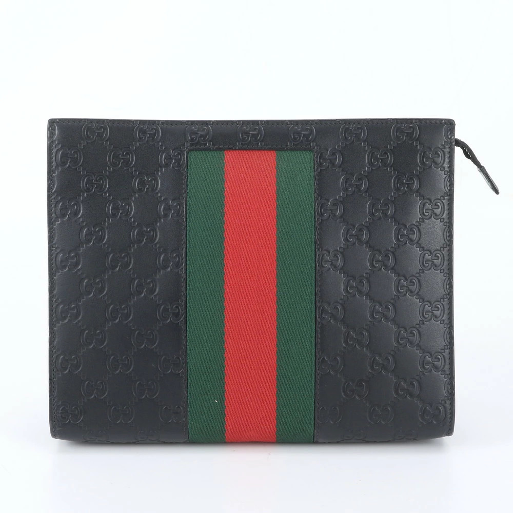 Gucci Guccissima Web Sherry Line 475316 Leather Clutch Bag Pouch