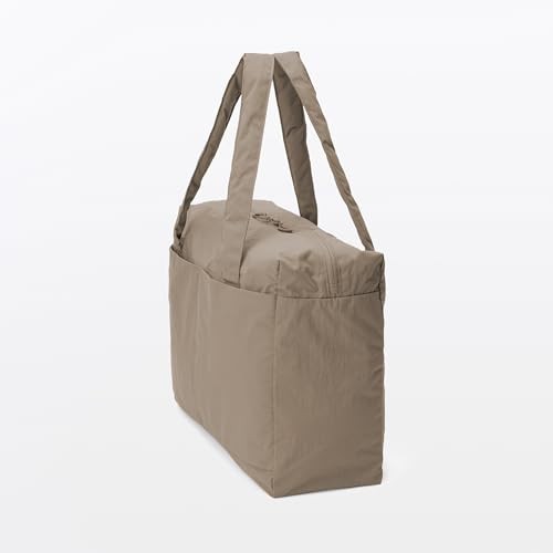 MUJI Recycled Nylon Foldable Boston Bag Travel Luggage Tote Beige from JP