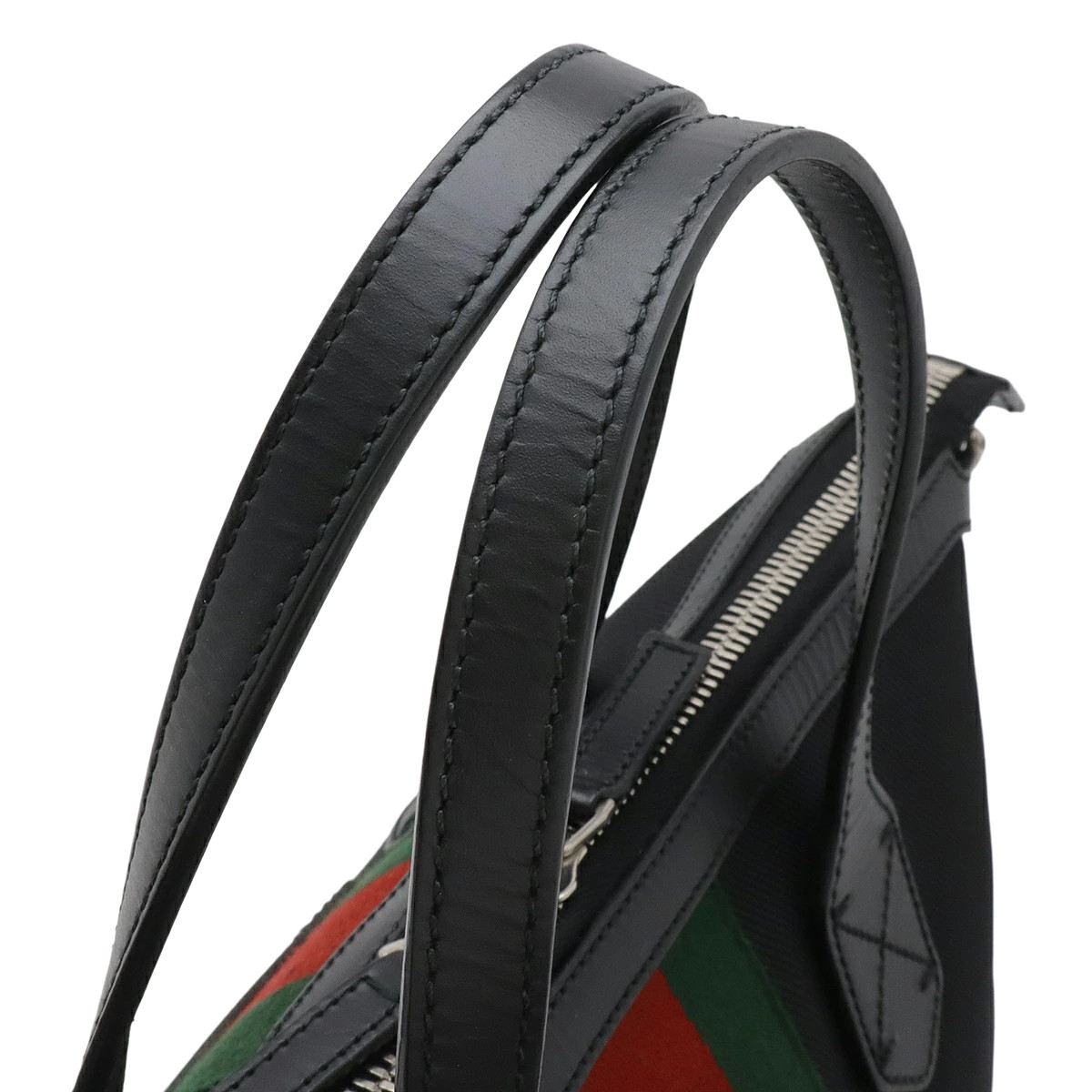 Gucci Web Sherry Line Stripe Tote Bag 2WAY Shoulder Nylon Canvas
