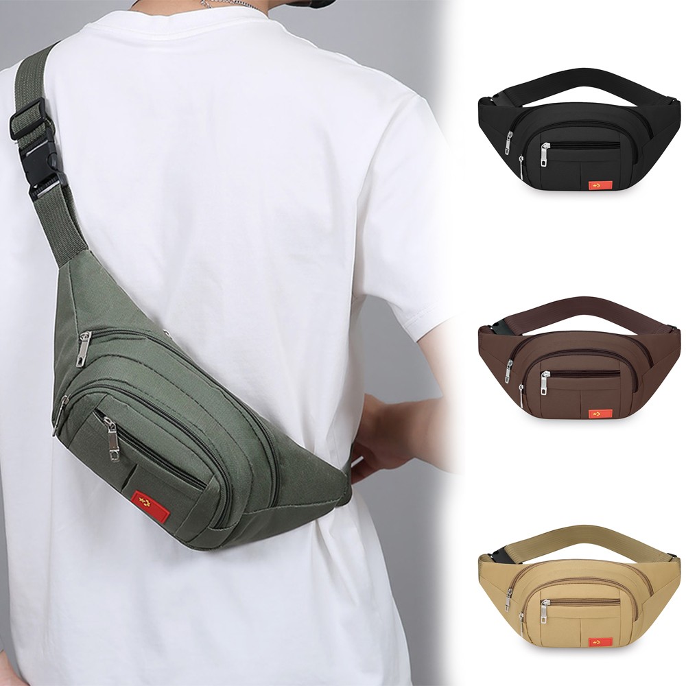 Men’s Fanny Pack Wear-resistant Crossbody Bag Chest Bag Outdoor Sports Bag US