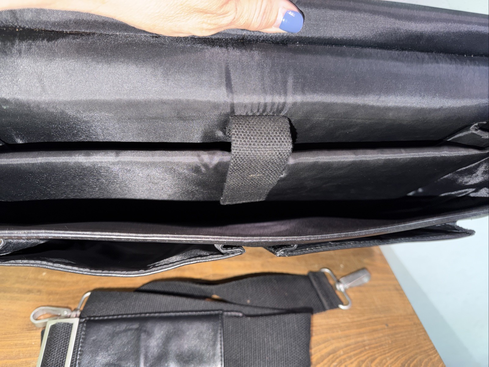 Vintage Wilsons Leather Expandable Briefcase Laptop Messenger Bag Black w/Strap