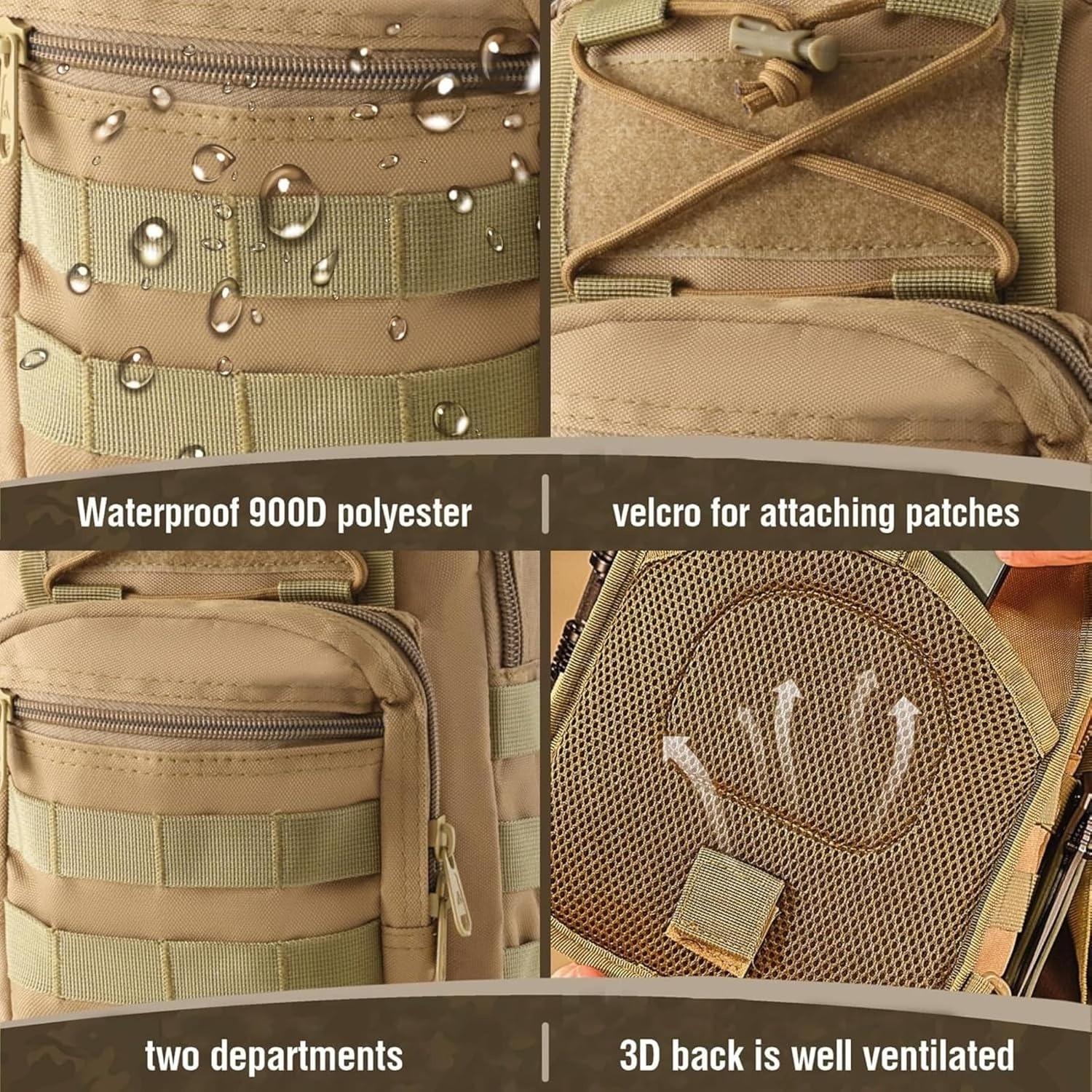 Tactical Sling Shoulder Backpack Outdoor MOLLE Military Men Crossbody Chest Bag
