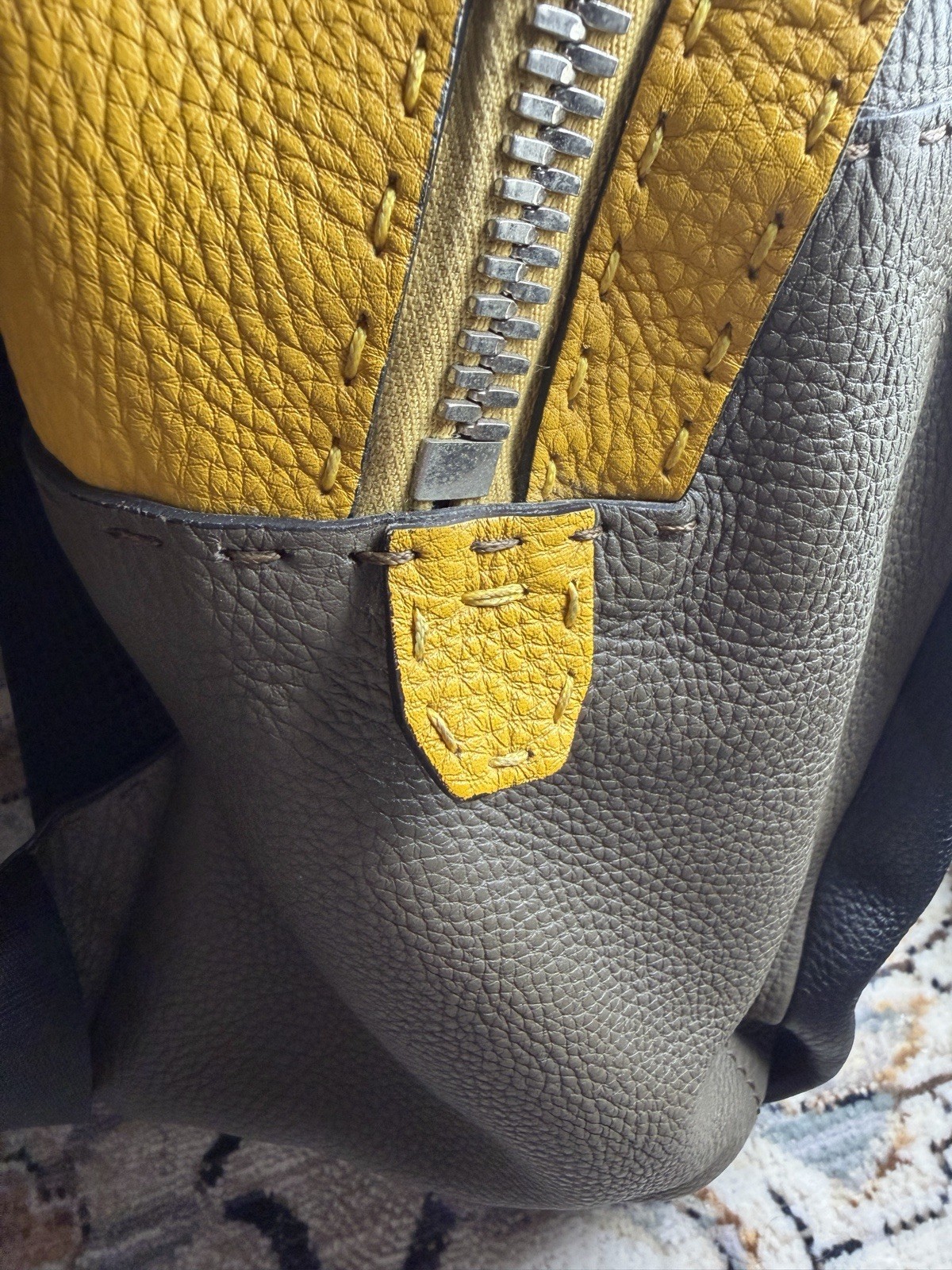 Authentic Rare Fendi Selleria Tri-Color Backpack Men Women Black Yellow Khaki