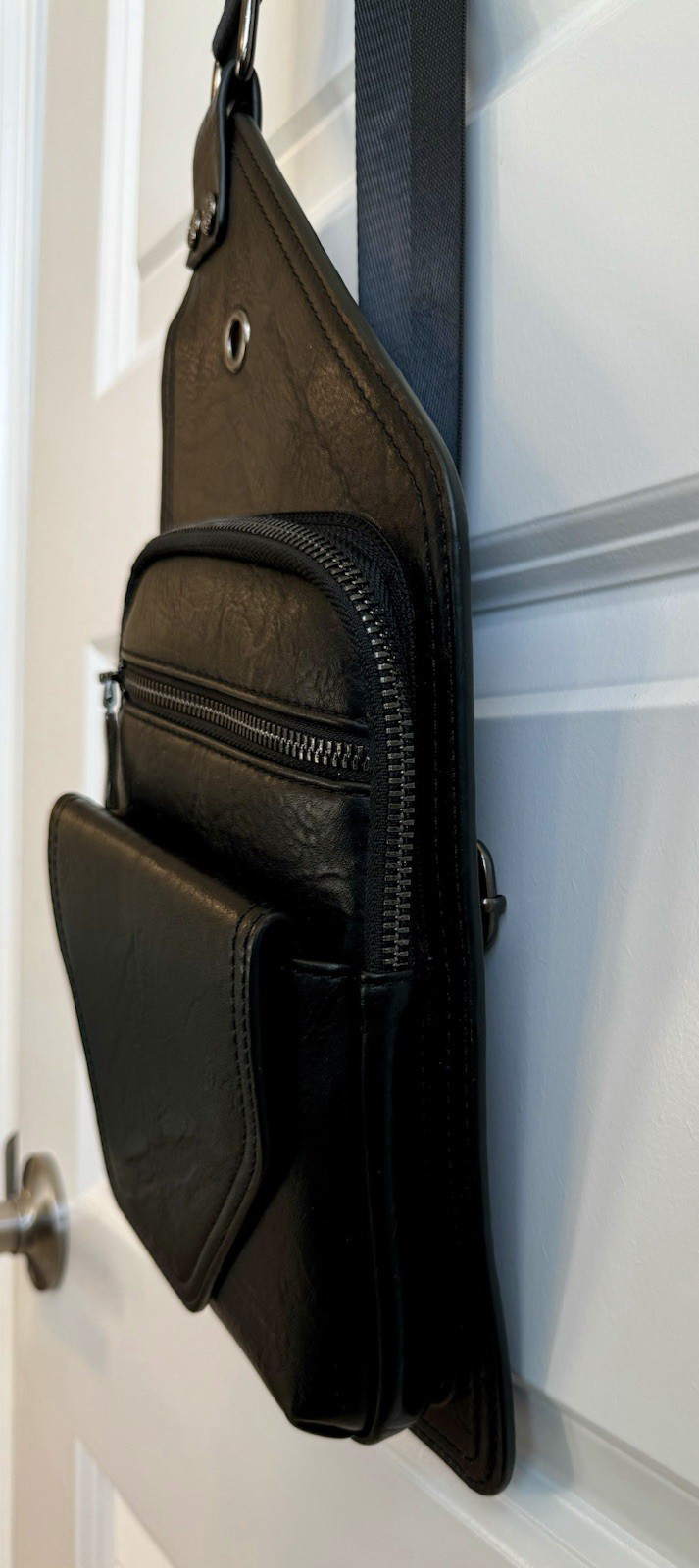 Sling Crossbody Chest Shoulder Bag Men Women Adjustable Vegan Leather