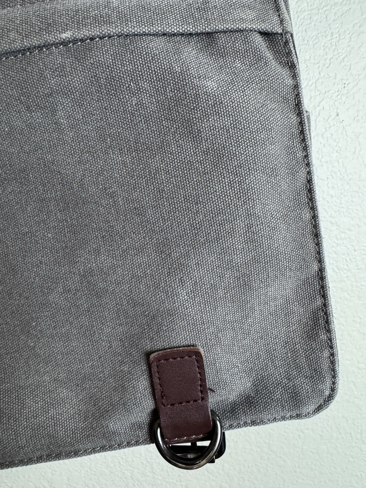 Vintage Sturdy Brown Heavy Canvas & Leather Messenger Bag-No Brand