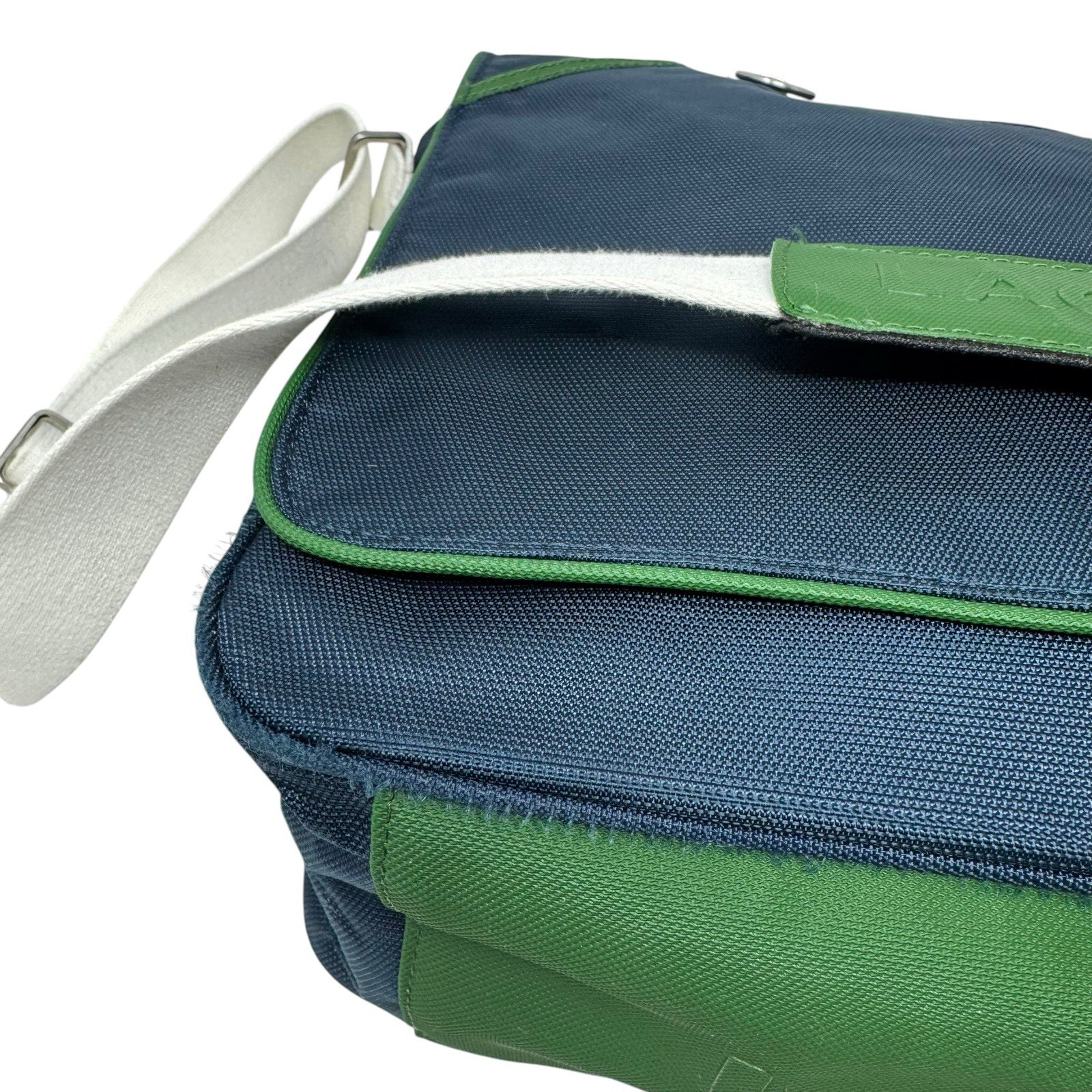 Vintage Lacoste Retro Messenger Laptop Bag – Green & Blue Satchel