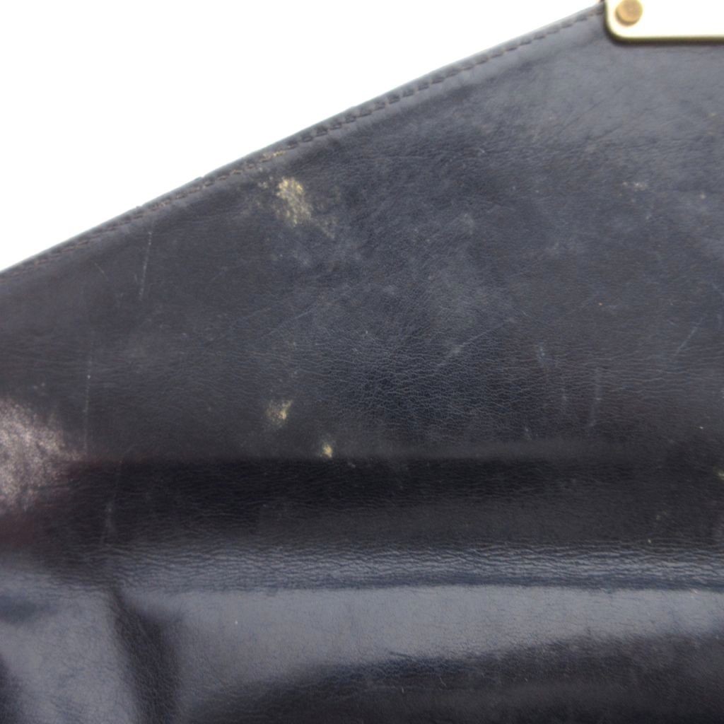 No-brand Navy Ostrich Leather Briefcase, 8.7″ x 2.4″ x 12.6″, Used C