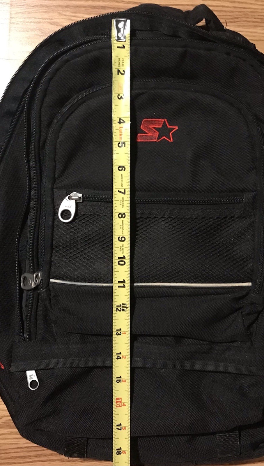 Vintage 90’s STARTER Black & Red Backpack Day Sack L Divided Padded Straps