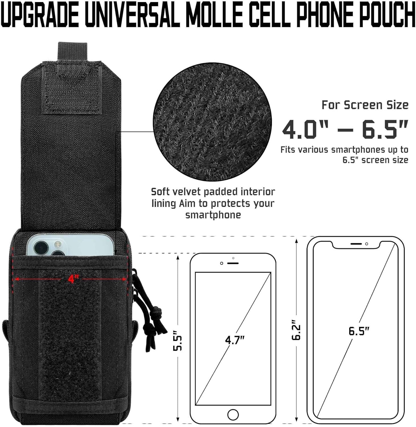 Tactical Molle Phone Pouch 1000D Laser-Cut Small Admin Pouch Organizer Waist Bag