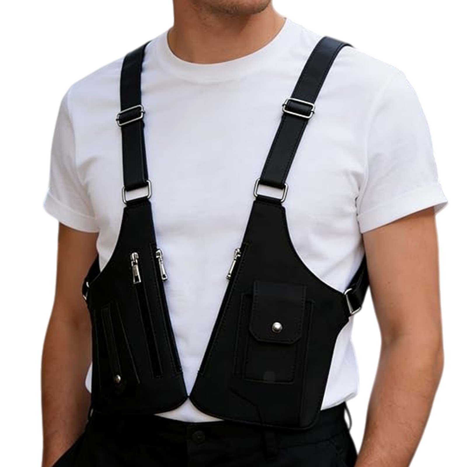 PU + Polyester Underarm Shoulder Bag for Men, Anti-Theft Double Shoulder Armpit