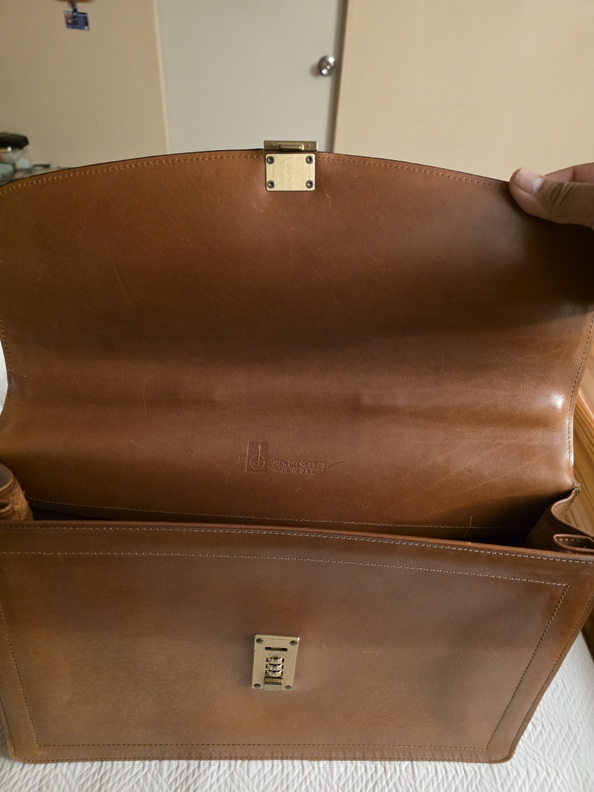 Vintage Leather JACK GEORGE Professional Business Lawyer Briefcase Bag Mens