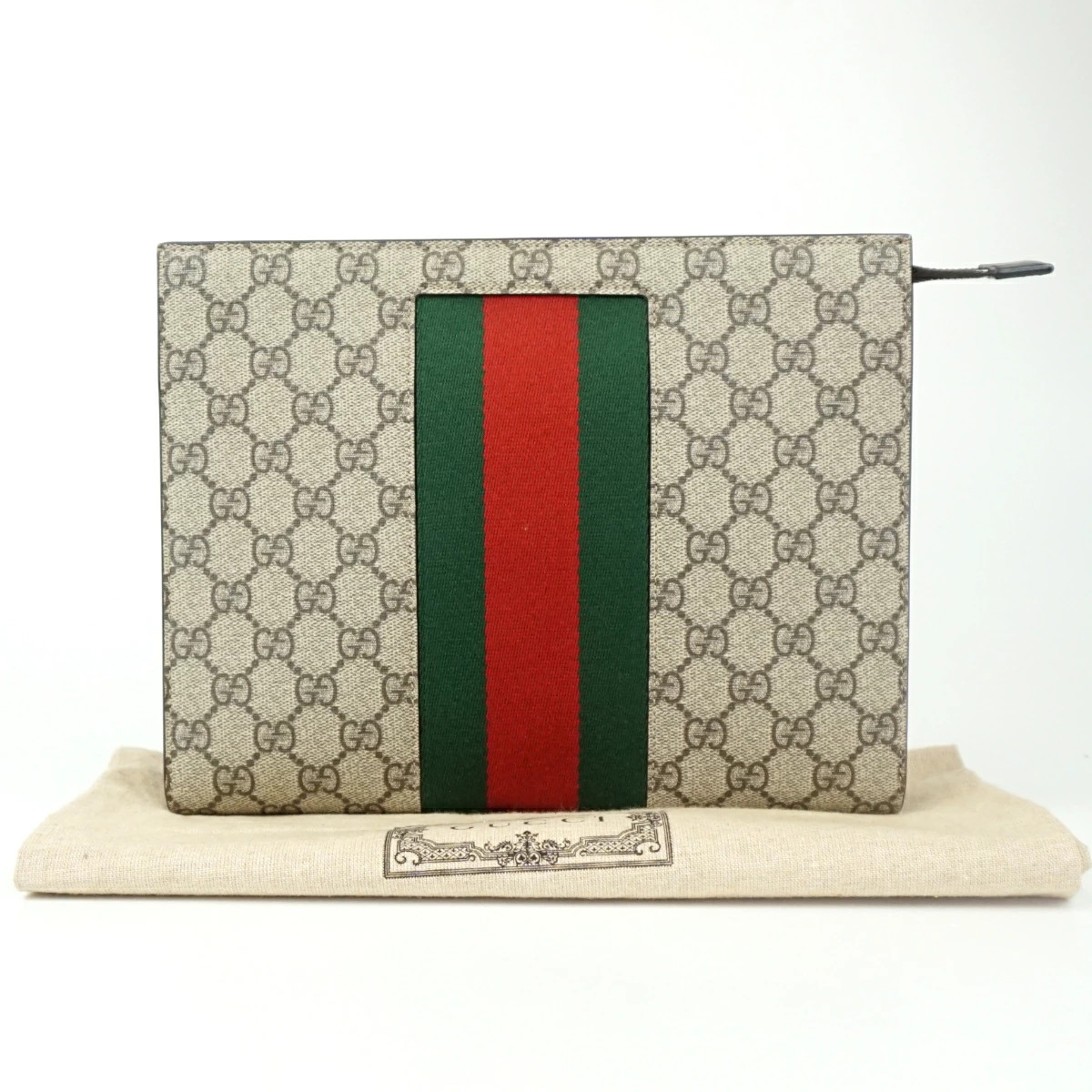 Gucci 475316 Clutch bag Beige Brown GG pattern Web Sherry line Bag