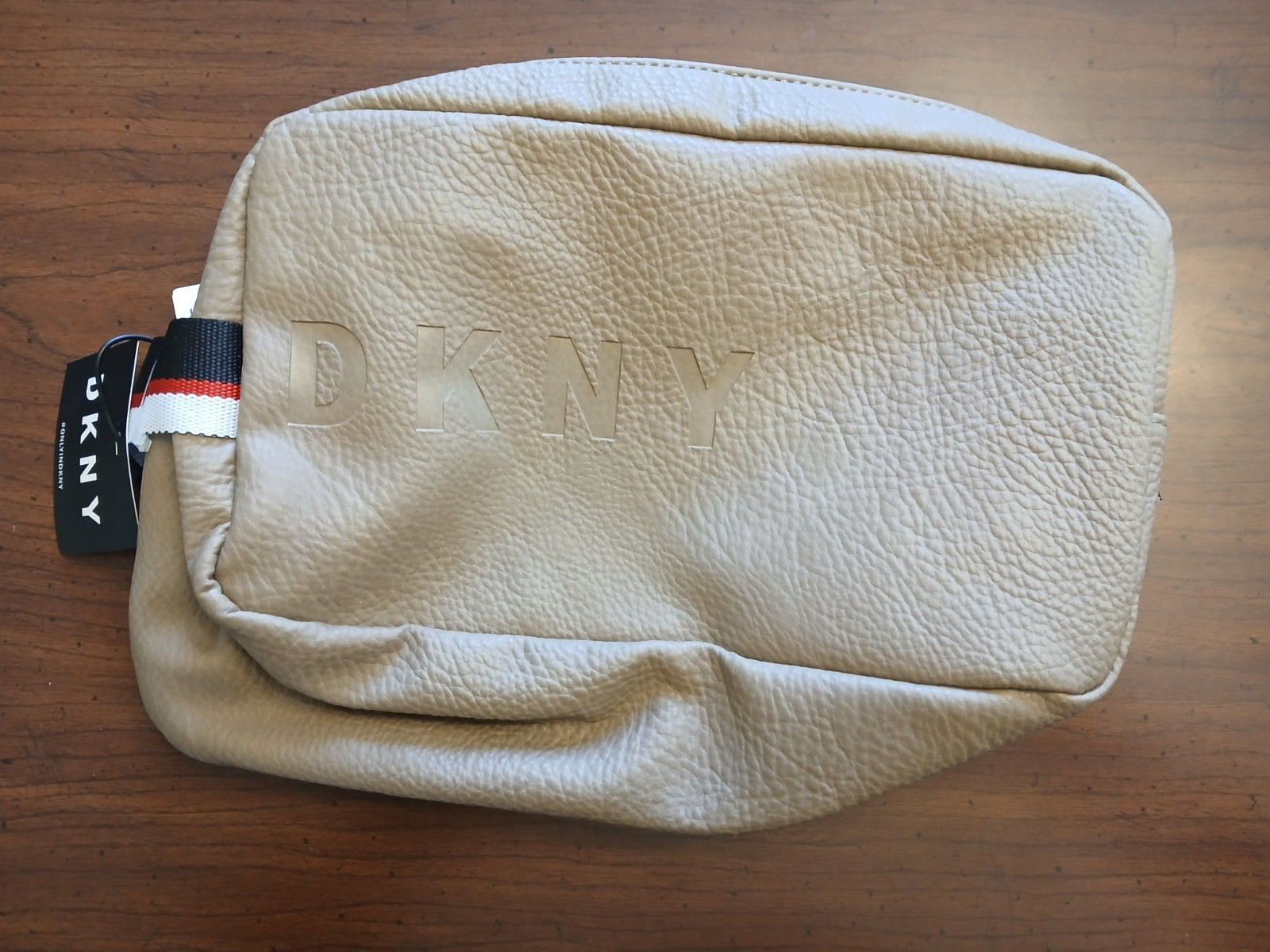 DKNY Men’s Dopp Kit Toiletry Bag w Double Zip New with Tag Tan or Toffee