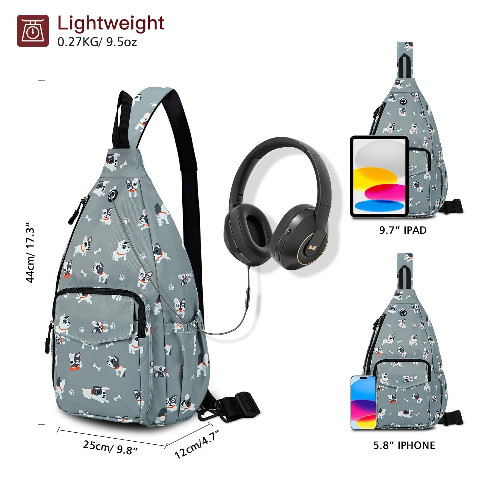 Sling Bag for Crossbody Chest Bag Convertible from Left to Right, Water Repel…