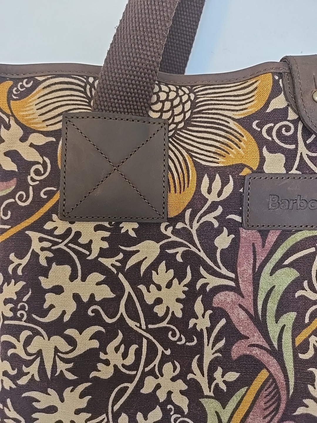 Barbour x William Morris Floral tote carryall Cotton Leather Shoulder l Bag