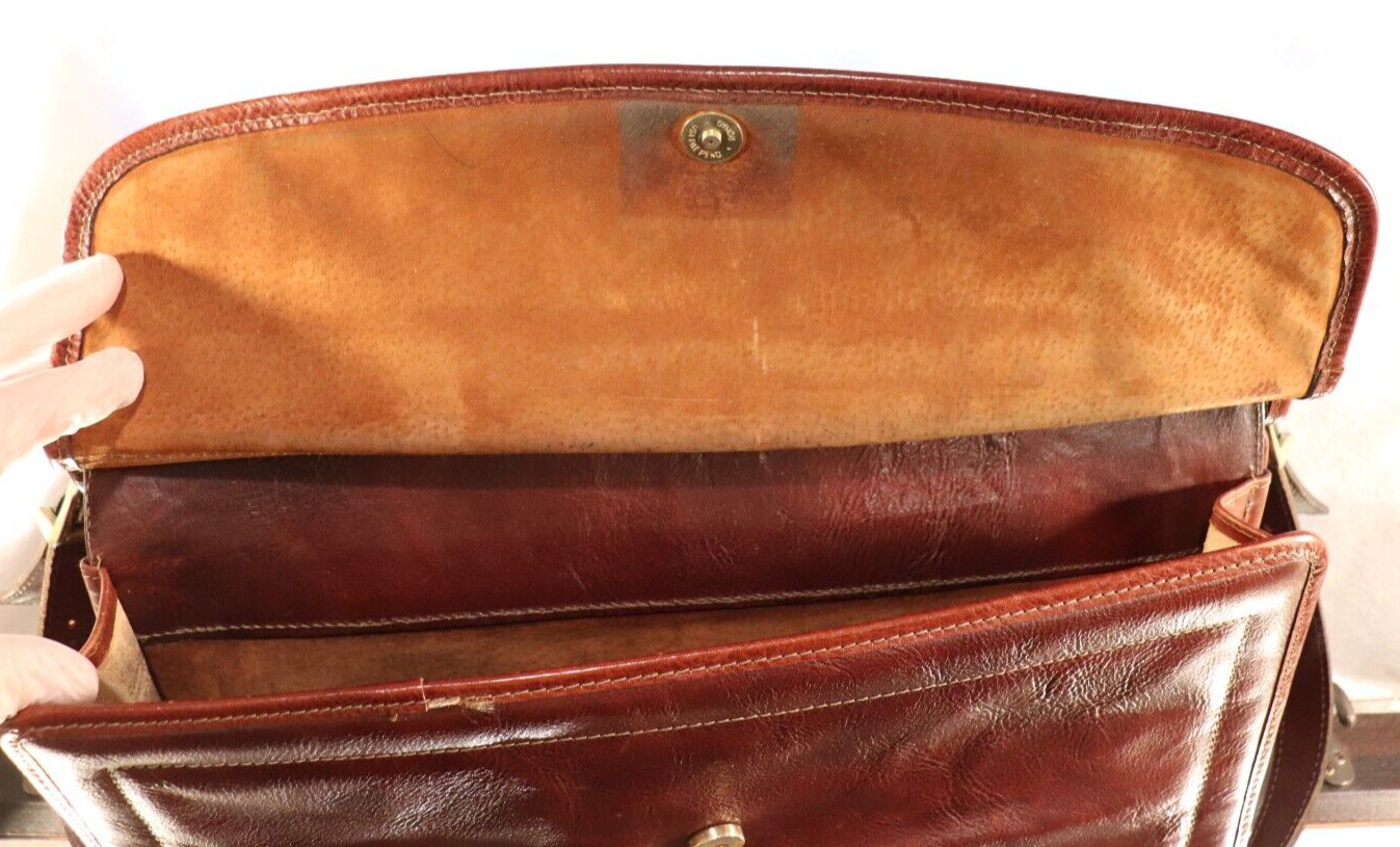 VTG JACK GEORGES WOVEN LEATHER TUSCANY COLLECTION DOUBLE GESSET FLAP BRIEFCASE