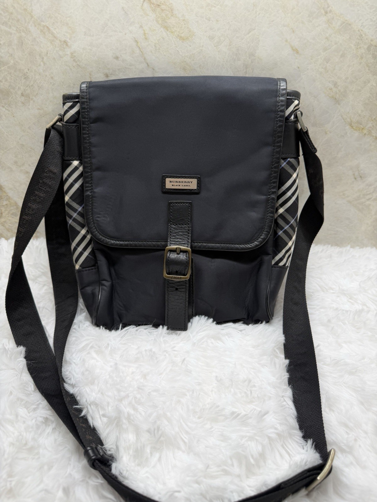 Burberry Black Label Nylon Shoulder Bag Men’s Black Authentic