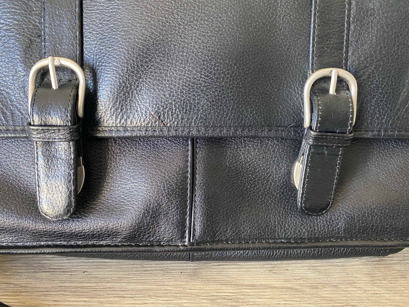 Wilson Black Leather Satchel Messenger Bag Laptop Computer Commute MINT