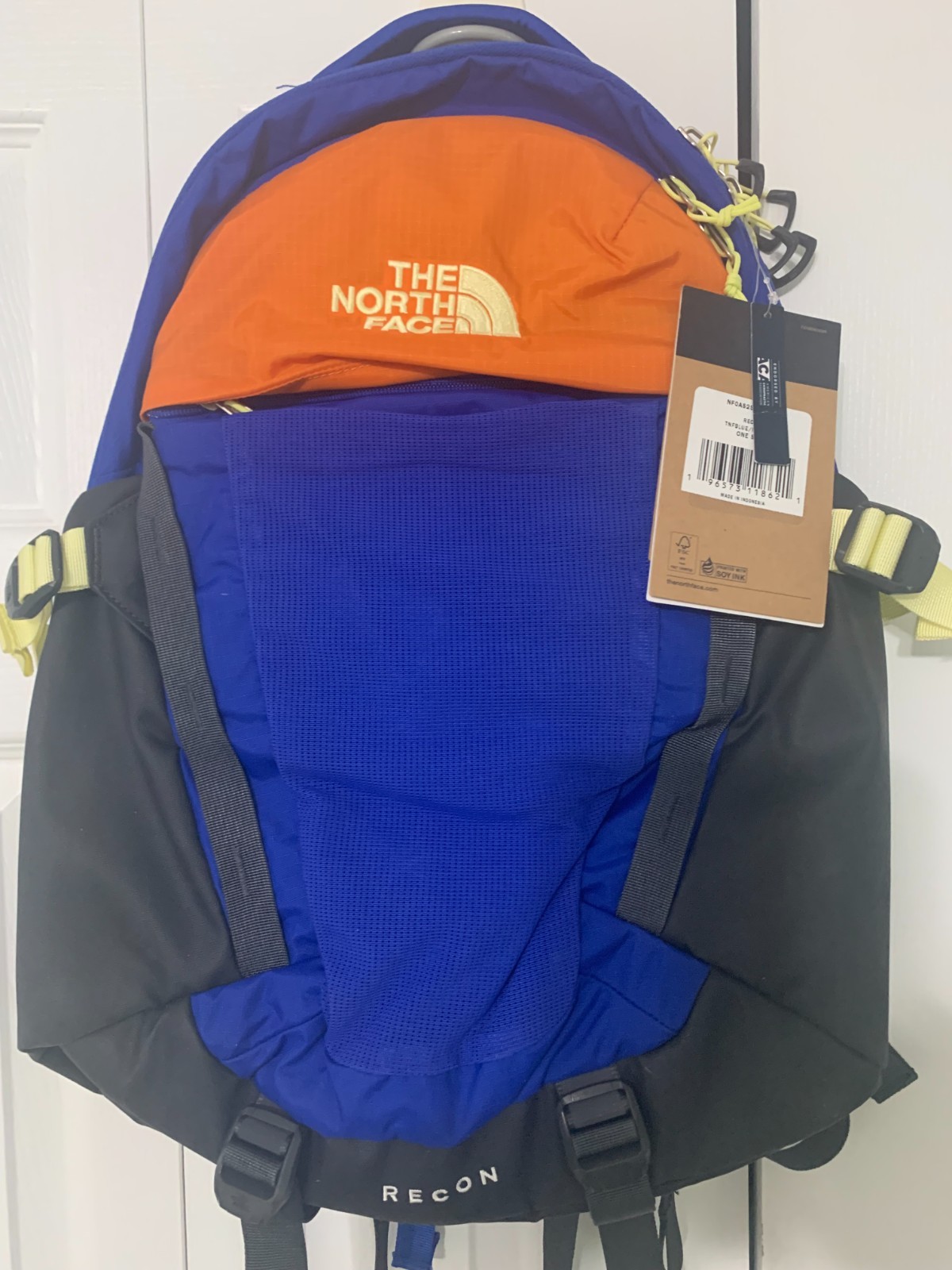 THE NORTH FACE Recon Backpack Blue/Mandarin/Asphalt Grey/NWT