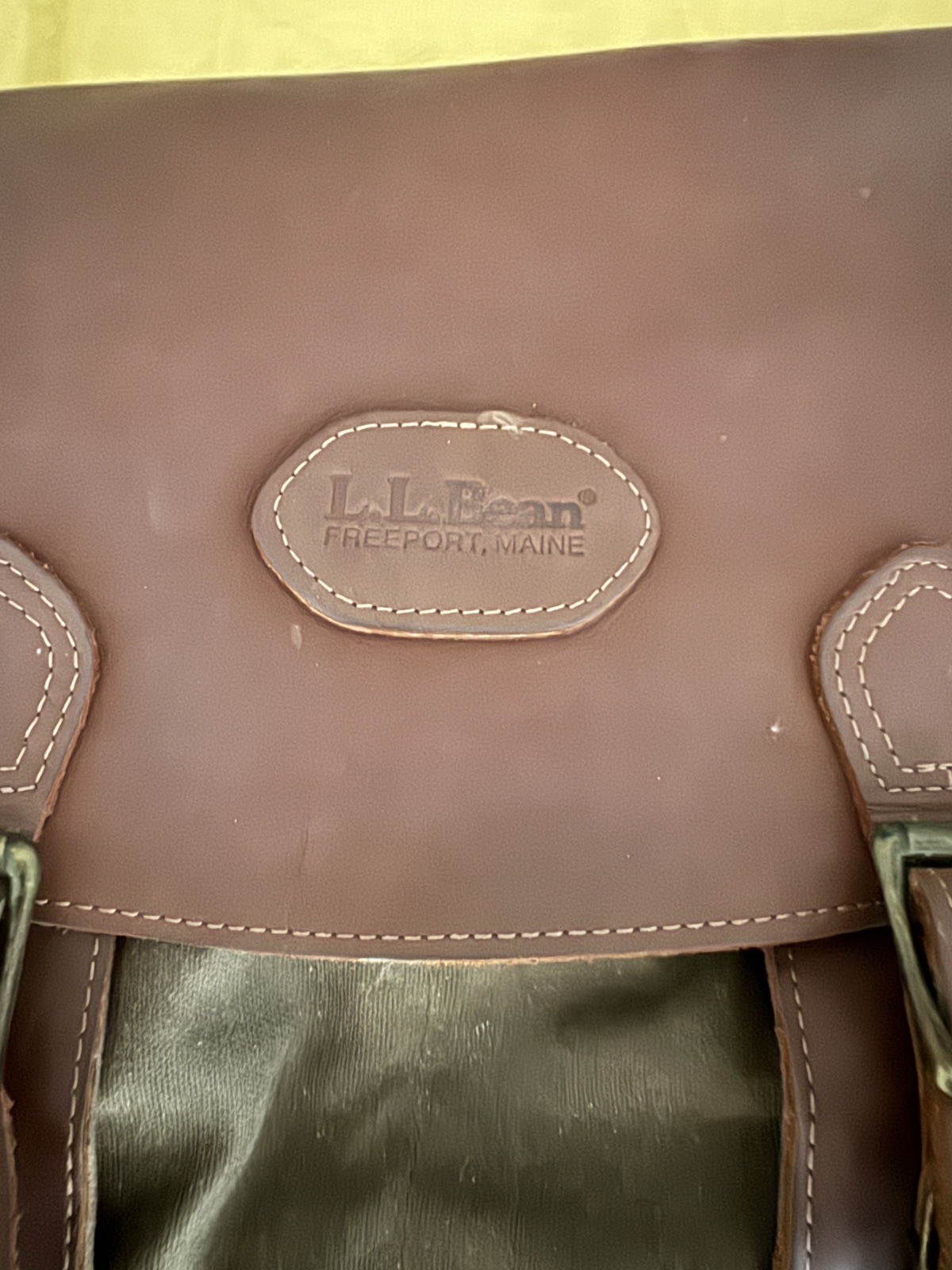 LL Bean Vintage Waxed Canvas Leather Messenger Bag Olive Brown Satchel