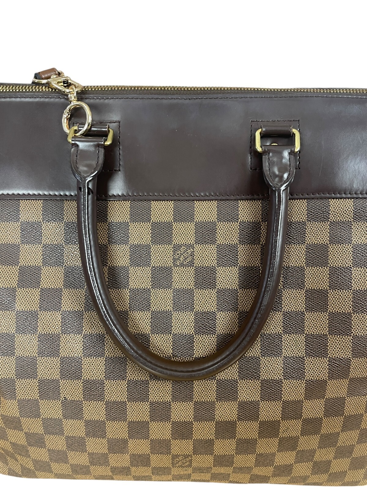 LOUIS VUITTON Damier Ebene Greenwich Canvas Leather Travel Gym Tote Bag Weekend