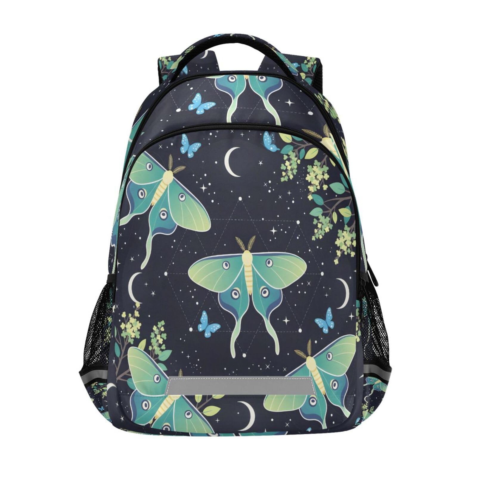 Teal Blue Butterfly Moon Star Backpacks Travel Laptop Daypack School Book Bag…