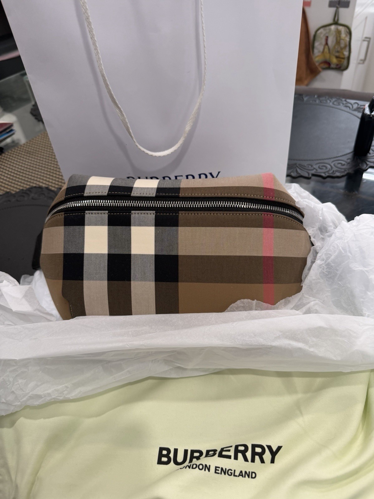 Burberry Men’s Sonny Nylon & Leather Belt Bag, Taupe Brown IP Check $995 Retail
