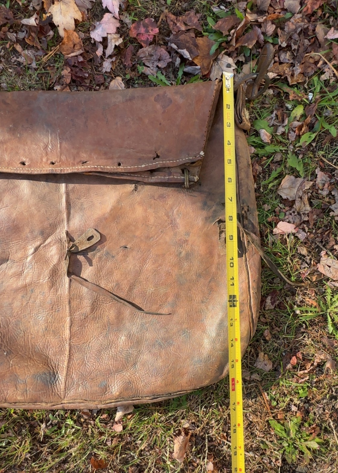 Antique Vtg Lrg Handmade Leather Satchel Messenger Mail Bag Patina Workwear rrl