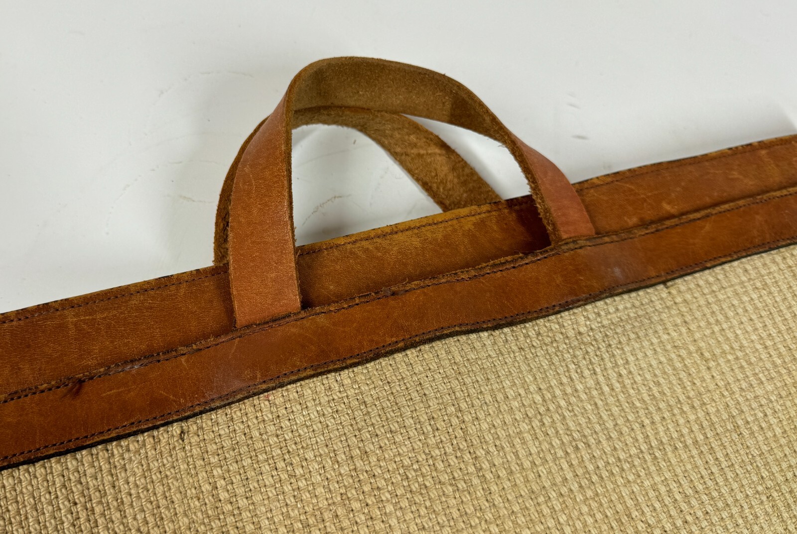Michael Scott Vintage Full Grain Leather & Knit Fabric Messenger Bag Briefcase