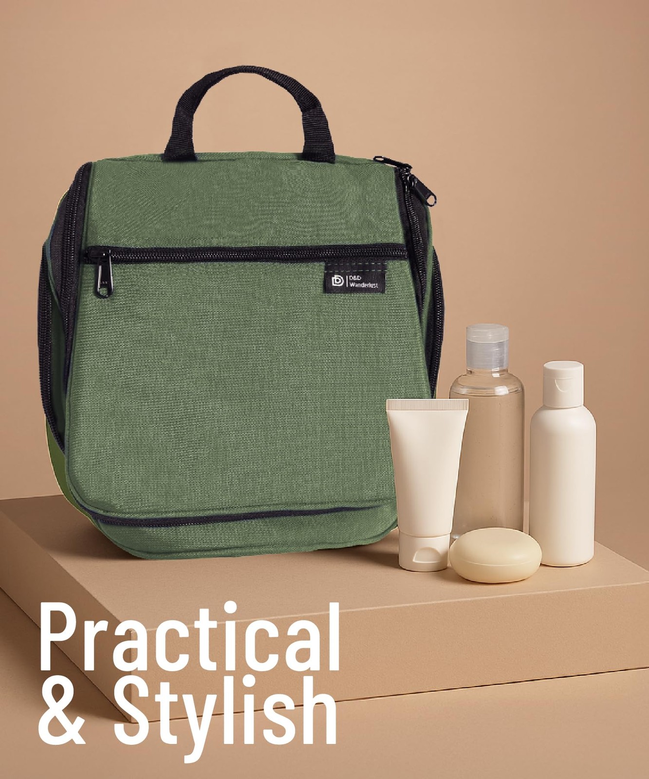 DD D&D Wanderlust Hanging Travel Toiletry Bag for Men and 19x10x2 Inch, Green
