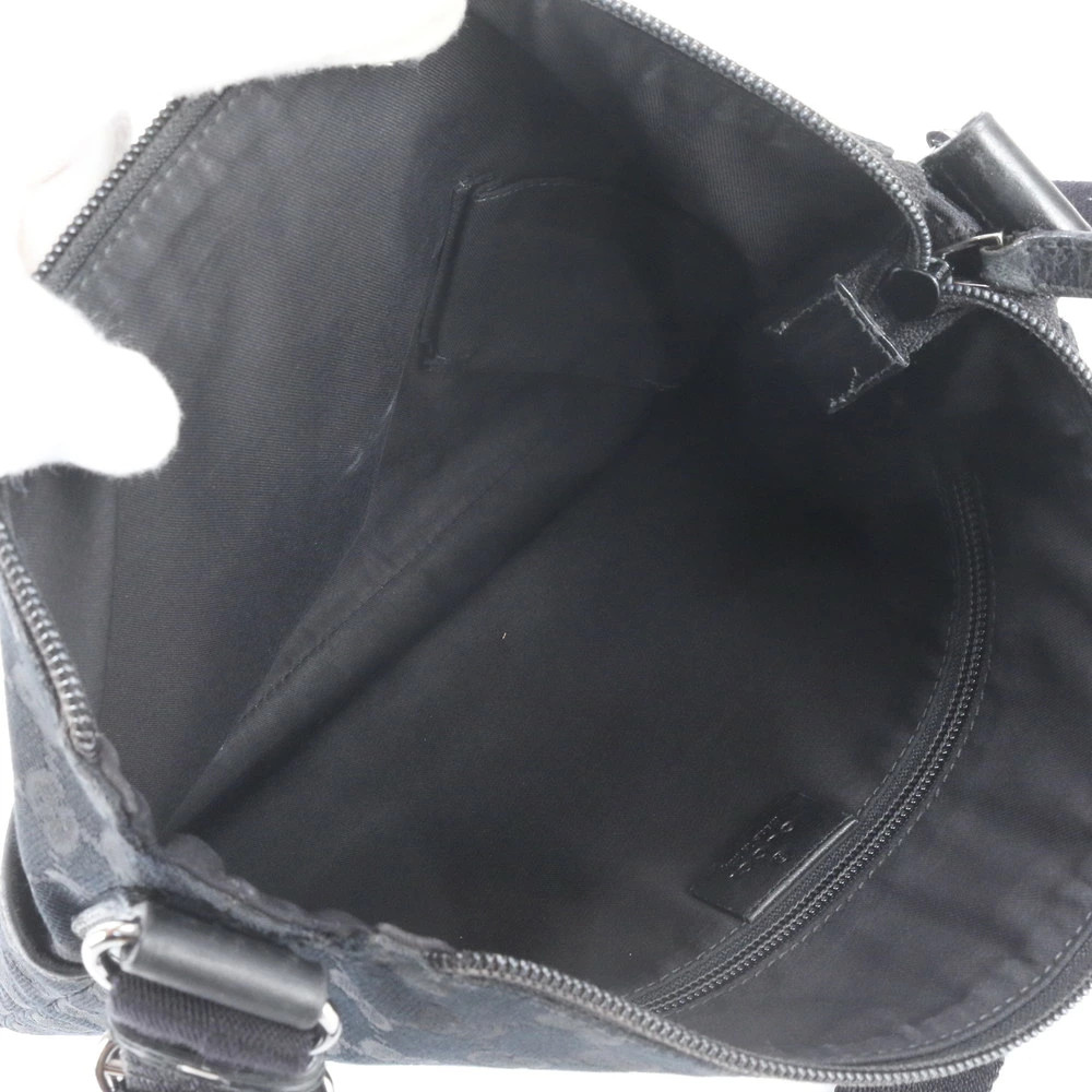 Gucci GG Canvas Leather Shoulder Bag Crossbody Black Size W30cm H28cm D4cm