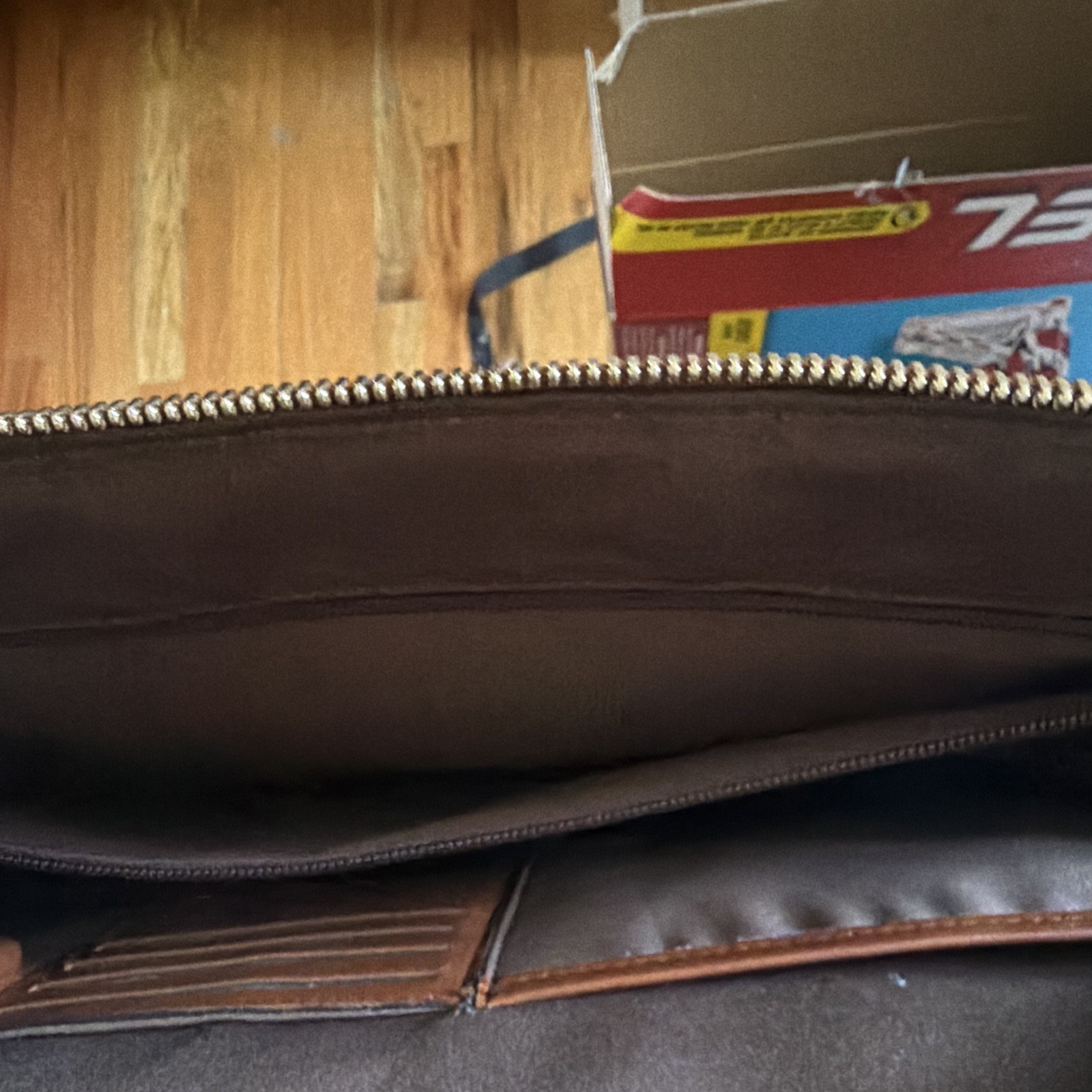 Men’s Brown Zip-Top Briefcase/Document Case Top Handle Organizer Solid