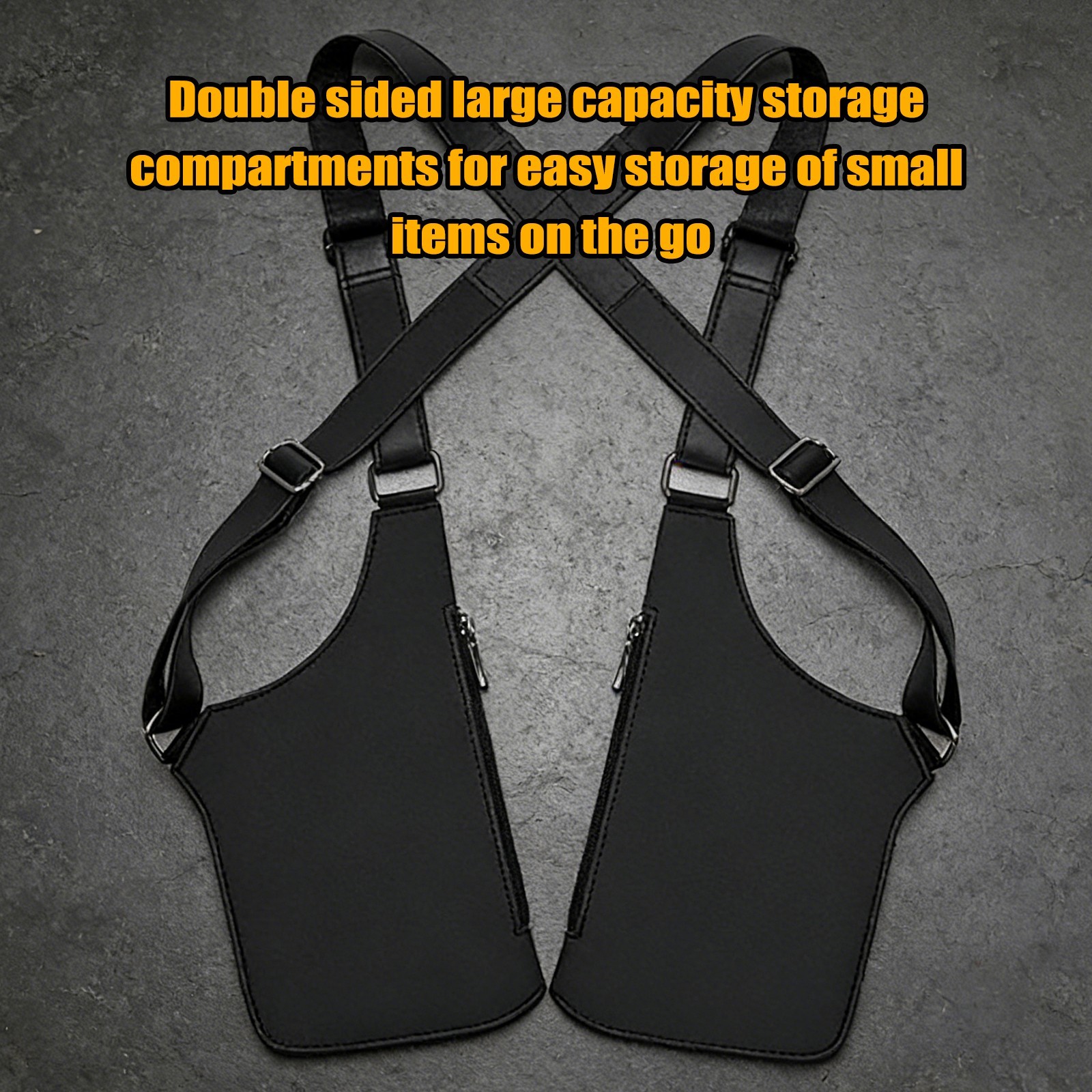Men Double Shoulder Underarm Bag Anti Theft Holster PU Leather Travel Chest Bag