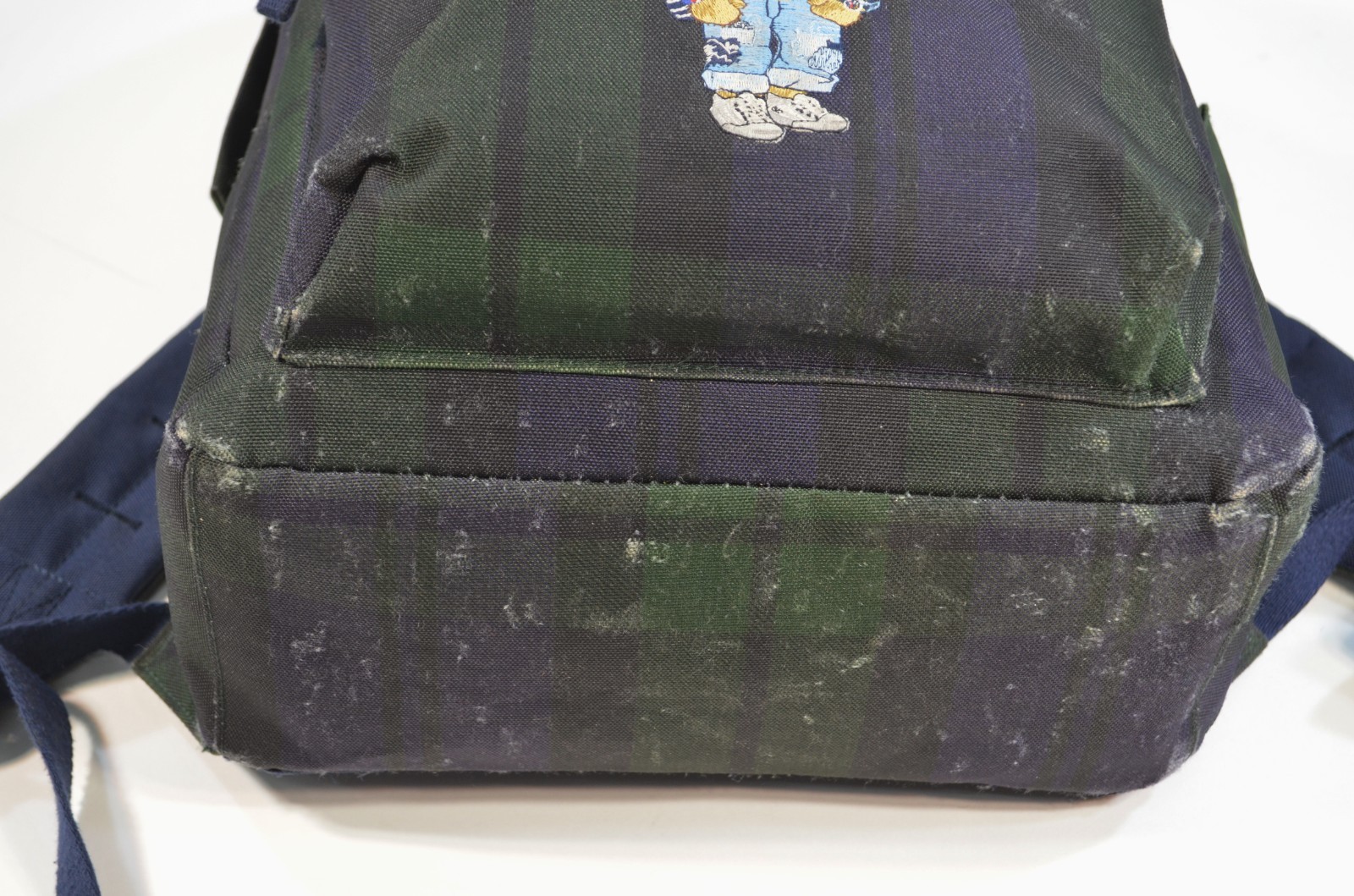 Polo Ralph Lauren Bear Plaid Canvas School Backpack Bag Blue Green