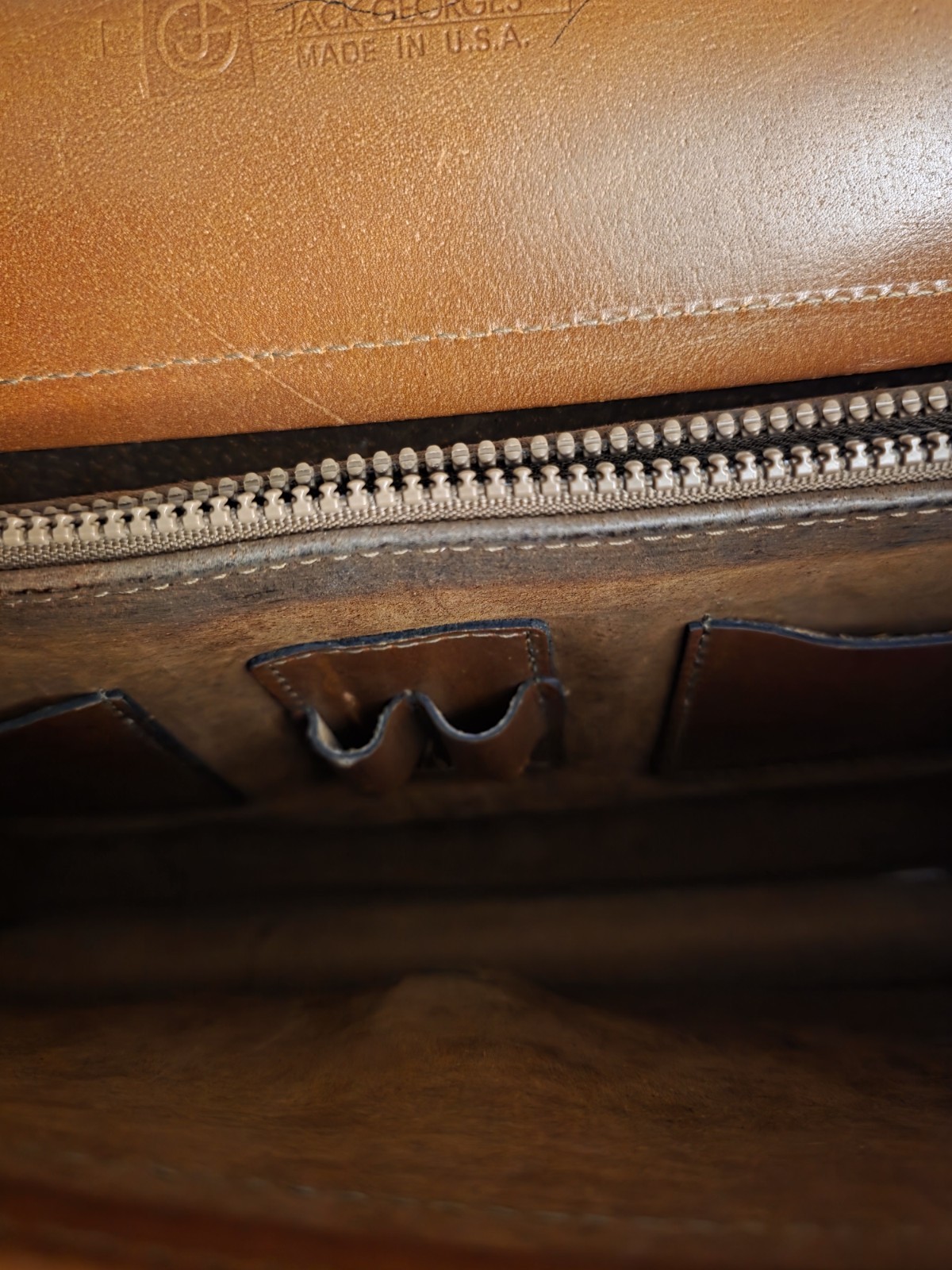 Vintage Leather JACK GEORGE Professional Business Lawyer Briefcase Bag Mens