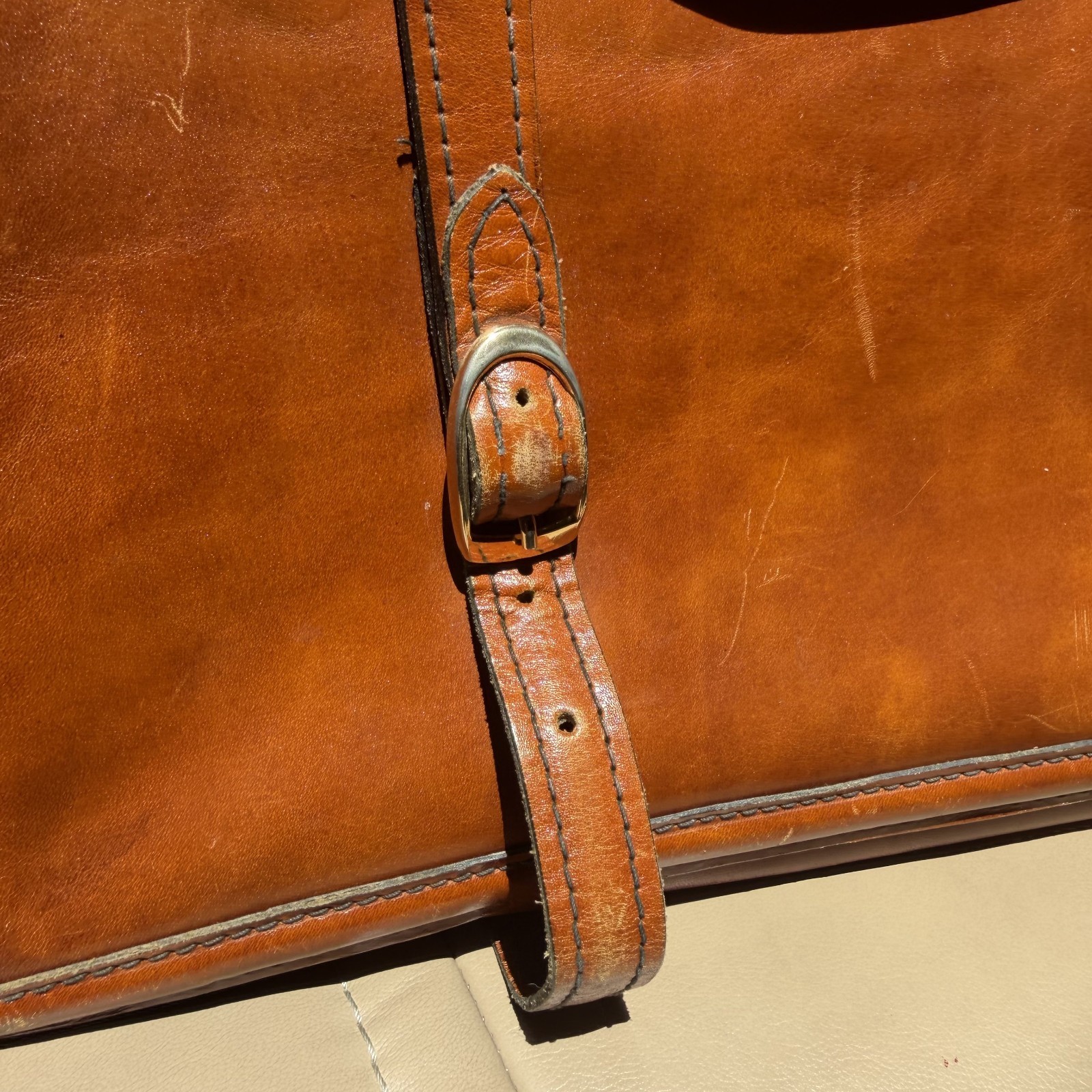 1930s Leather Briefcase Satchel Bag Brown Double Strap Messenger MacBook Pro VTG