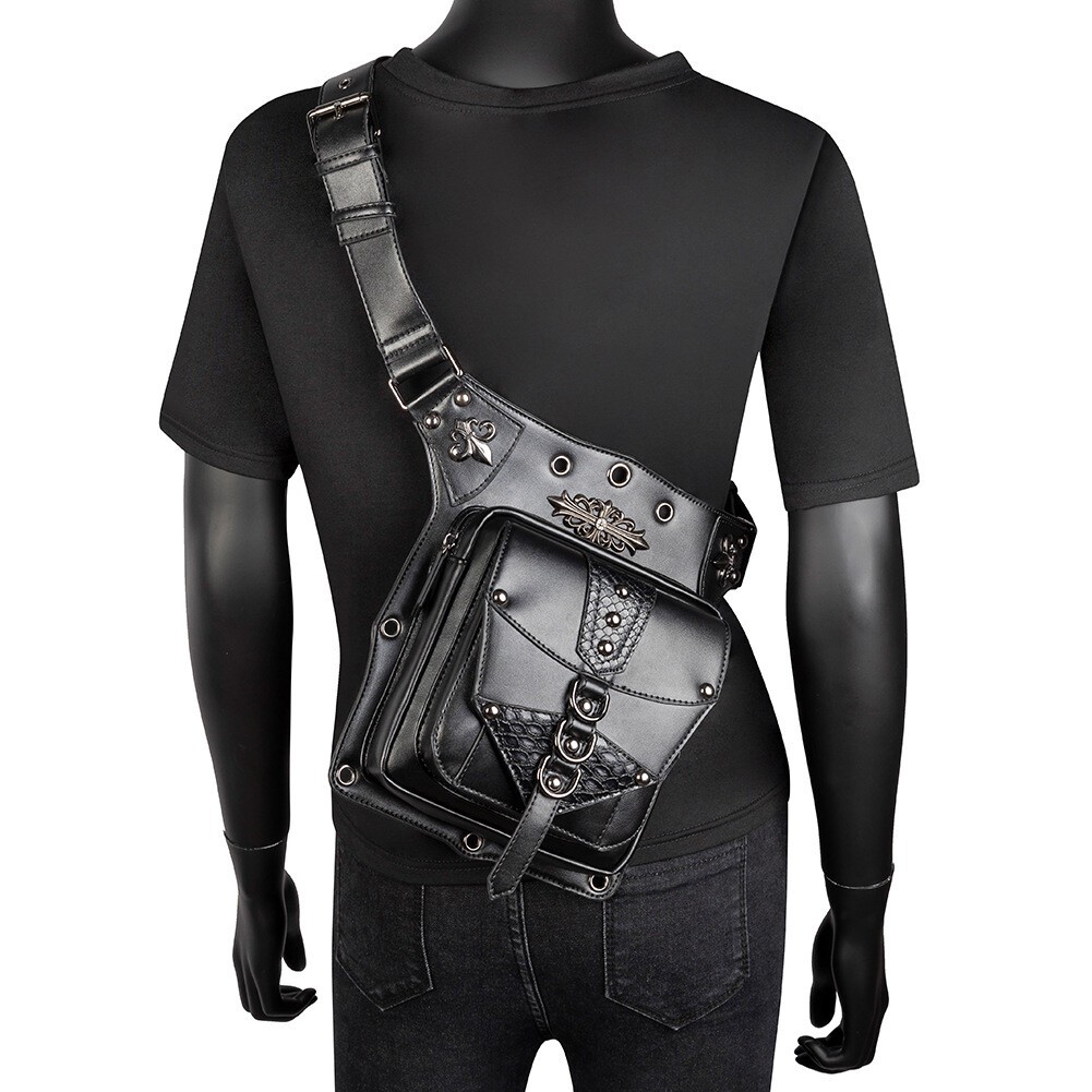 New Men Women Motorcycle Gothic Steampunk Crossbody Shoulder Chest Bag Backpack
