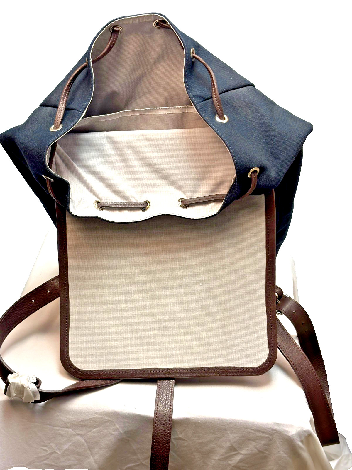 $355 New Daines & Hathaway Ventile Canvas Leather Backpack Navy Ventile DUFFLE