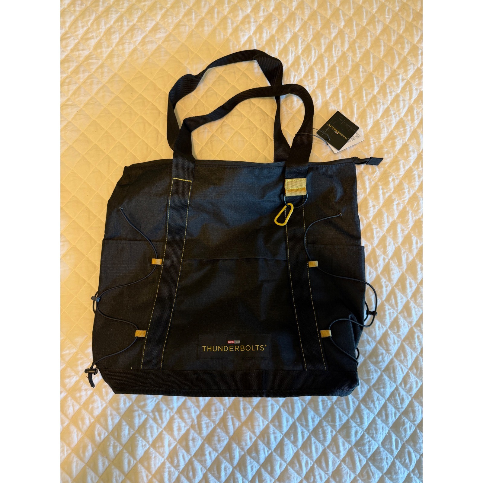 Marvel Studios Thunderbolts Movie Promo Black Tote Bag Zippered Utility Bungee