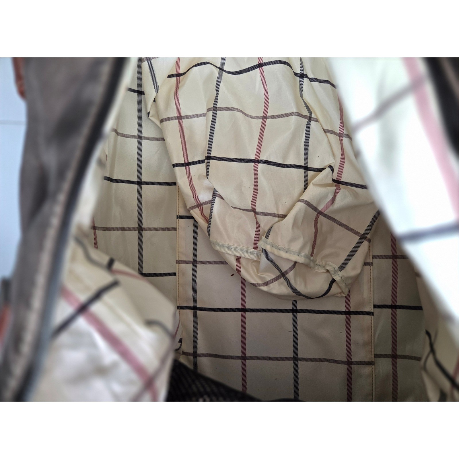 Peter Millar Canvas Duffel Bag Brown Olive Plaid Lining Weekend Travel Gym Bag