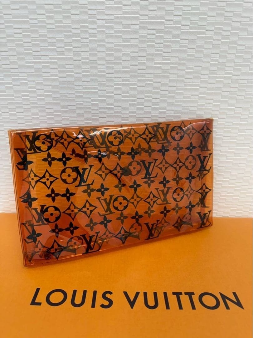 LOUIS VUITTON Pouch 10″ 25cm Black-Brown PVC Silicon Pochette 4 Travel Automotiv