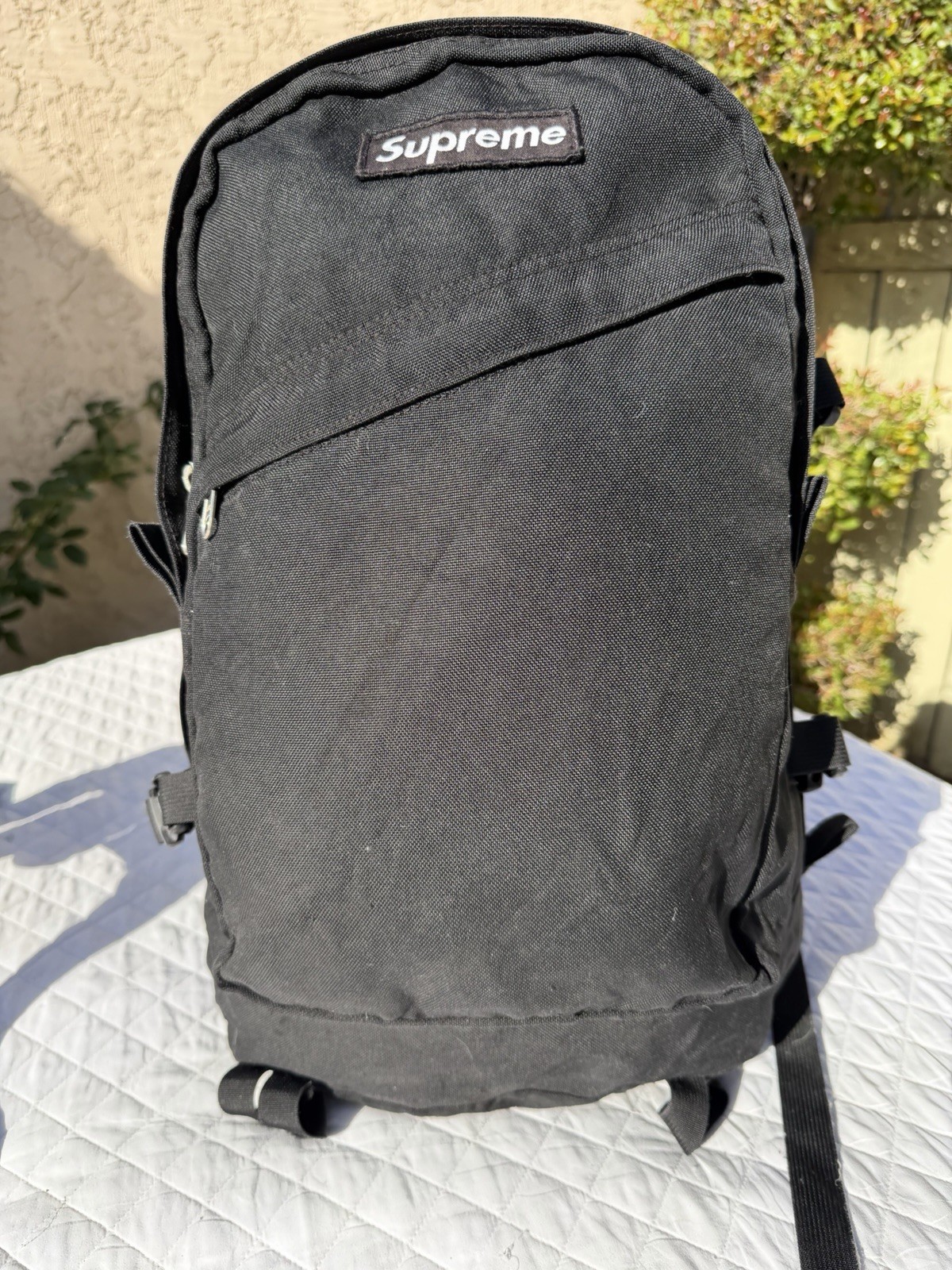 **well Worn Broken Clip* Vintage Ss02 12th Supreme Box Logo Backpack Black Nylon