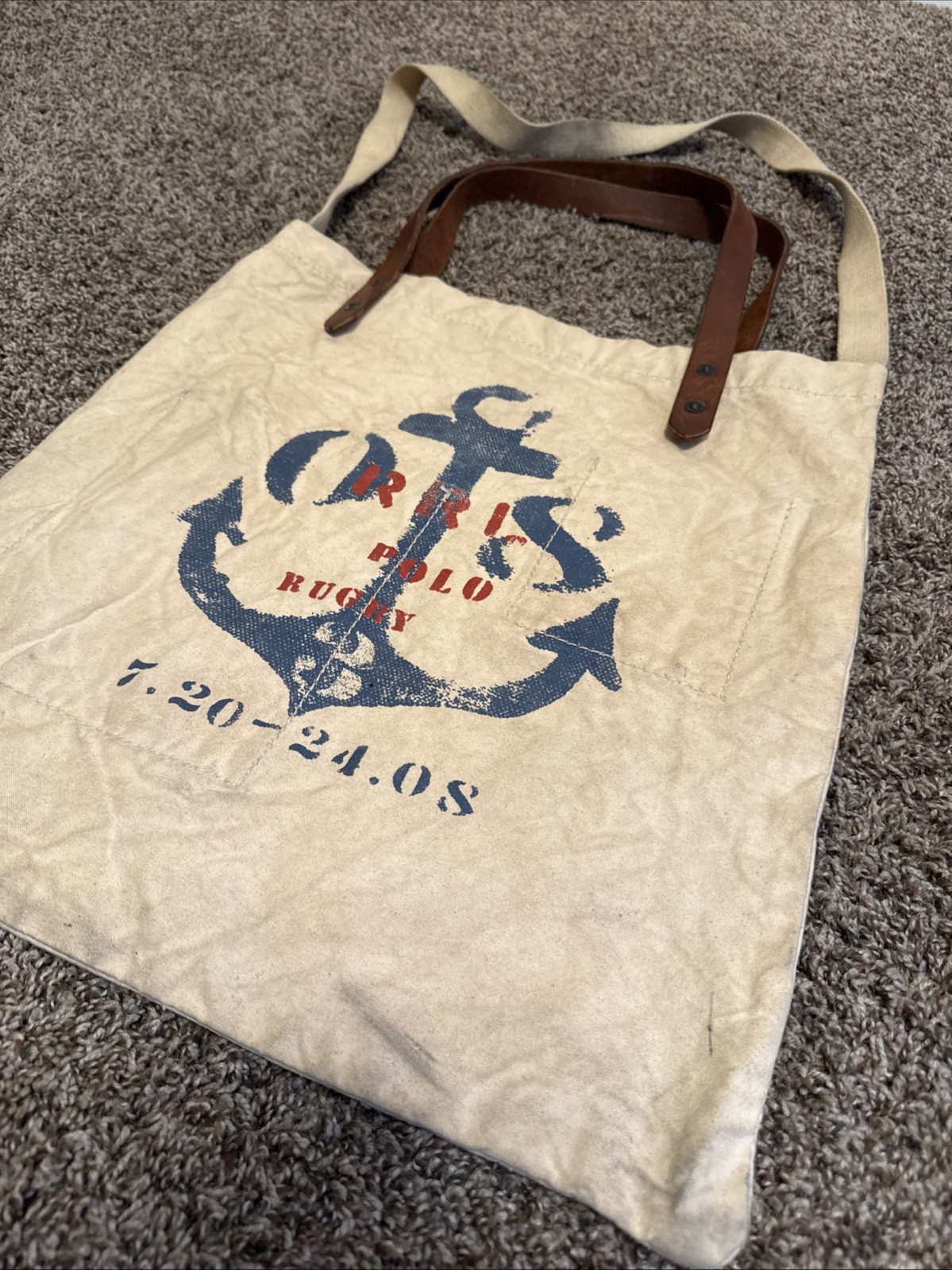 RRL RALPH LAUREN Polo Rugby Sailer Canvas Leather 2-Way Tote Bag