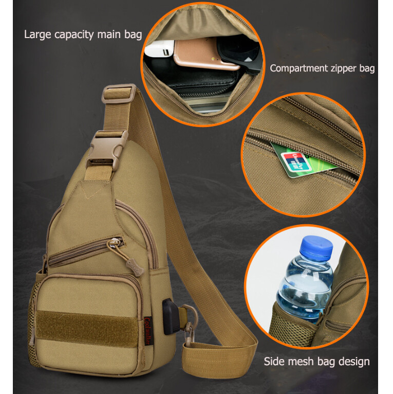 Mens Backpack Tactical Sling Shoulder Bag Molle Travel Chest Pack Outdoor Hiking