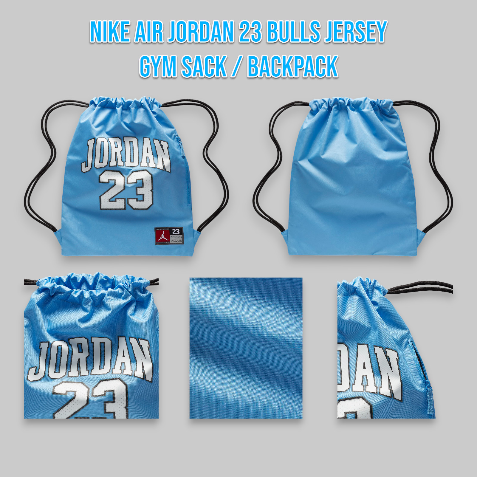Nike Air Jordan 23 Bulls Jersey Gym Sack Backpack University Blue 9A0757-B9F _A1