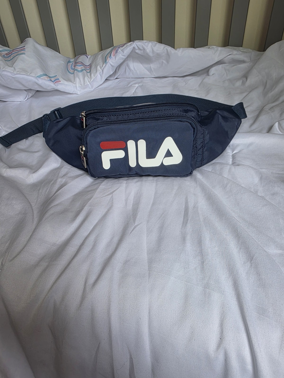 FILA Navy Belt Bag with White Logo Fanny Pack Adjustable Strap